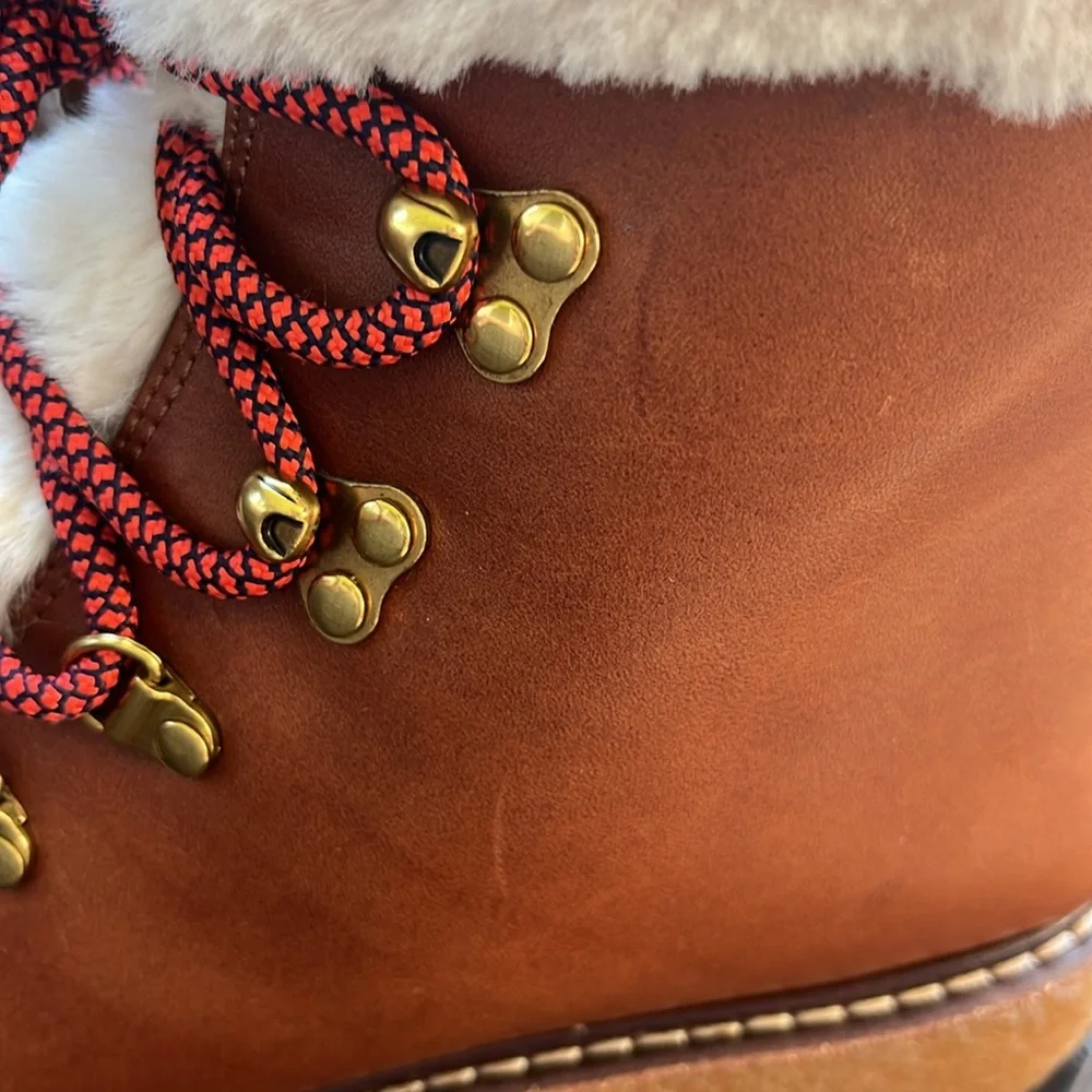 New J. Crew Leather Winter Wedge Boots - Size 8 - Picture 8 of 15